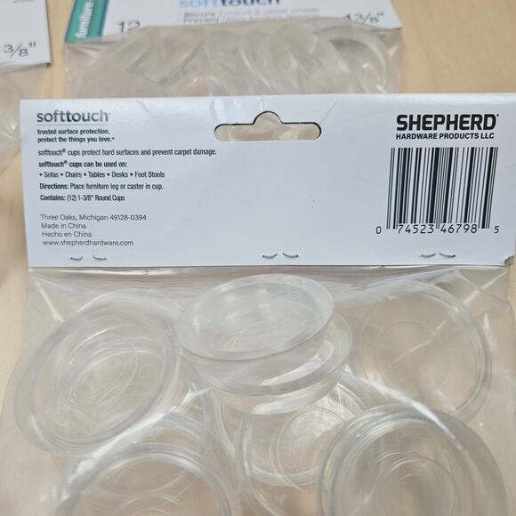 SoftTouch Furniture Caster cups 1 3/8" Floor Protectioln 4 packs/12 pcs Shepherd - Picture 3 of 3